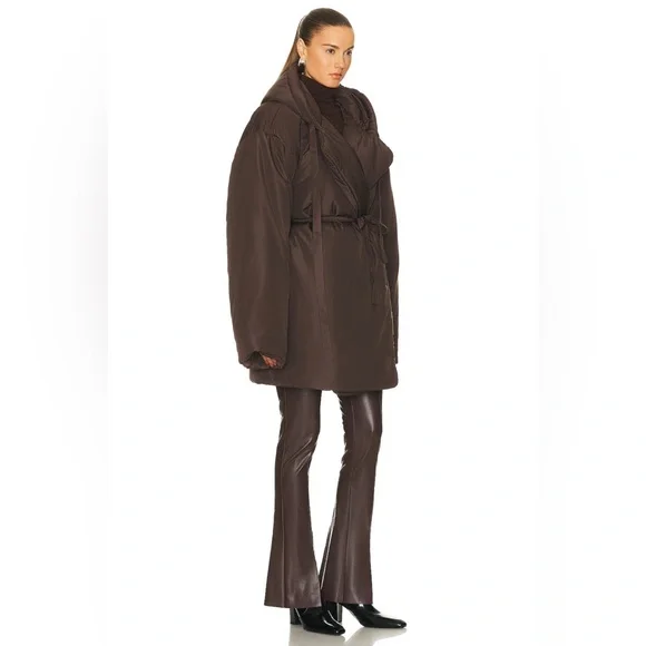 Norma Kamali Brown Hooded Sleeping Bag Car Coat Puffer Jacket - Picture 5 of 10
